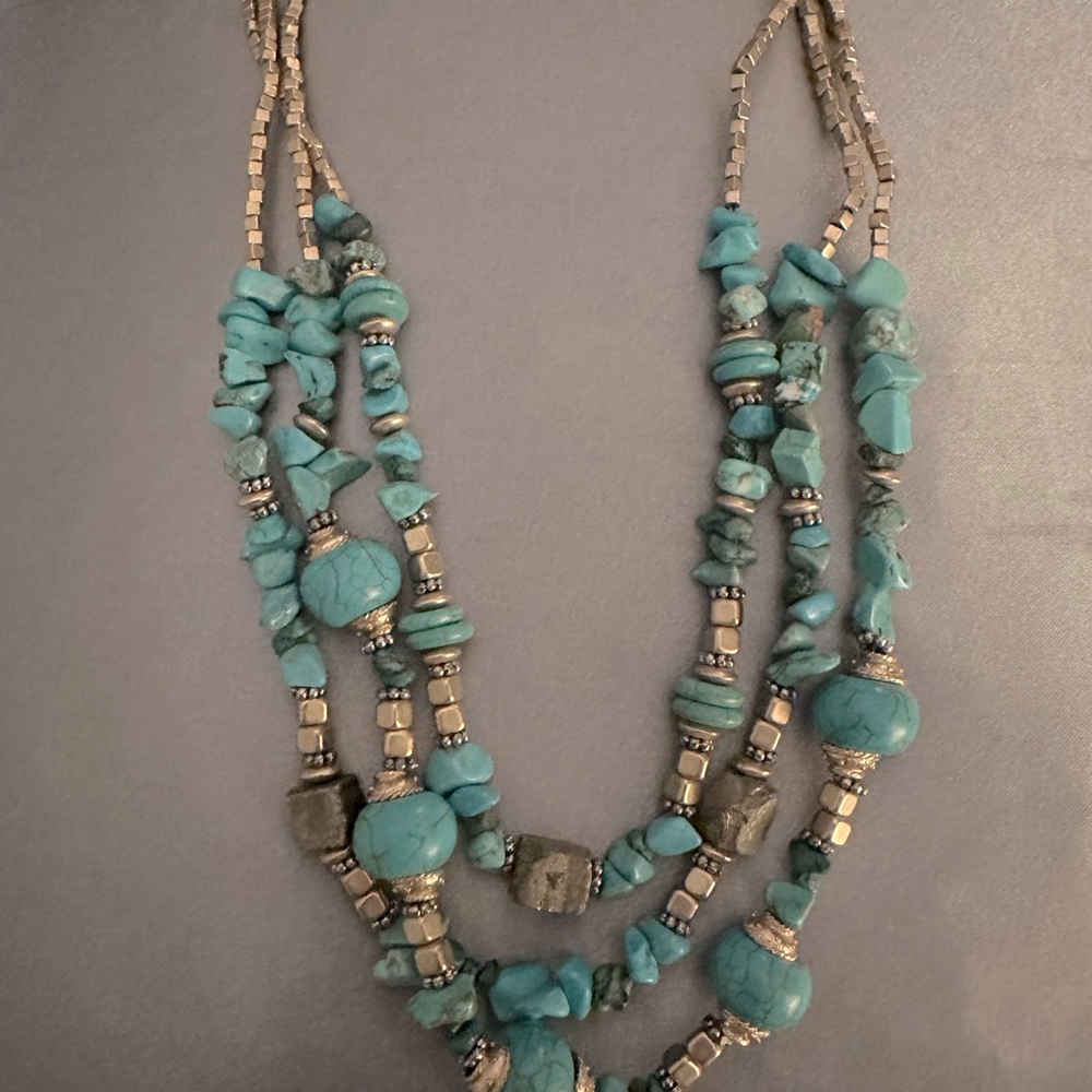 Chico’s Gold and Turquoise Necklace - Picture 3 of 3